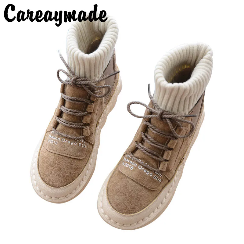 

Careaymade-Korean version of women's boots, sewing soft soles, comfortable casual boots,the retro art mori girl Flats boots