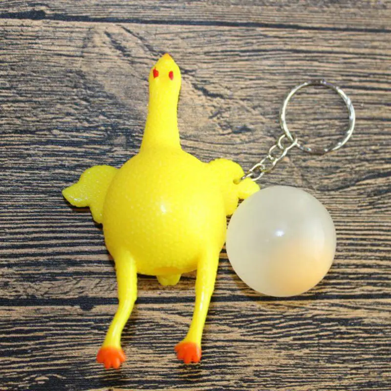 Забавный шалость курица Новинка антистресс цыпленок отложите Яйца Брелок
