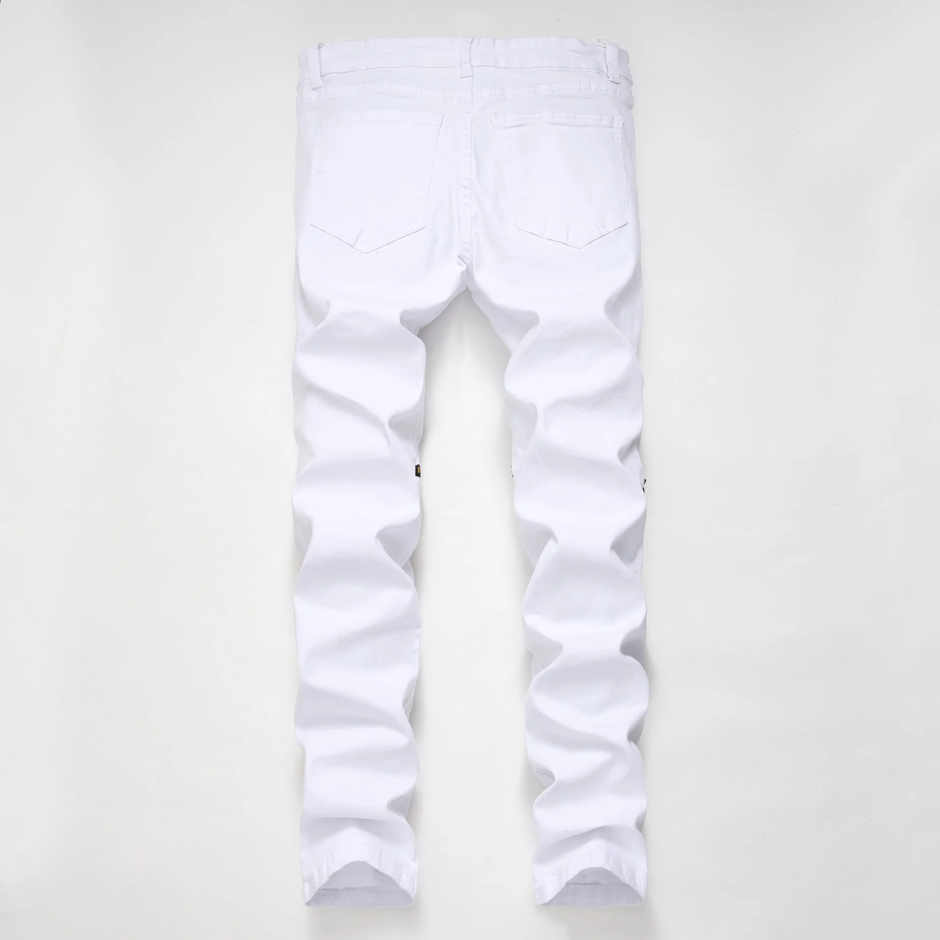 Мужские джинсовые брюки с дырками черные красные или белые джинсы на молнии