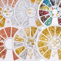 1 wheel all various shapescolors metal nail studs curved frame caviars nail art alloy gems decoration manicure design