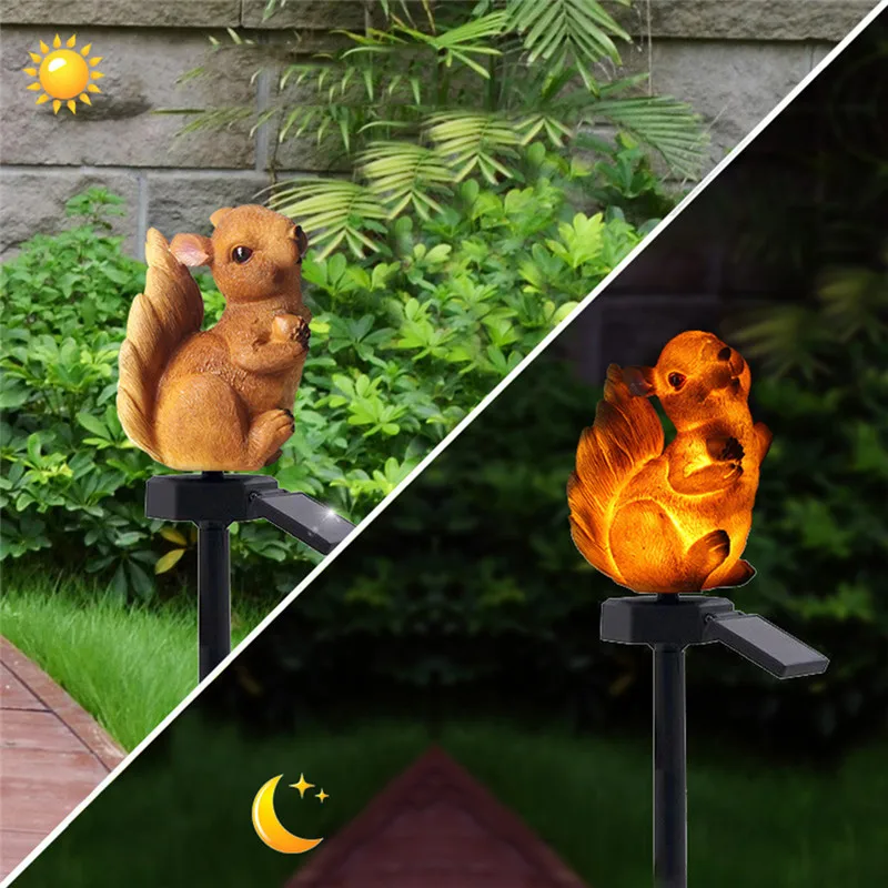 2019 Squirrel Solar Light With LED Garden Lawn Outdoor Waterproof Resin Animal Lamps For Home Dropship | Освещение