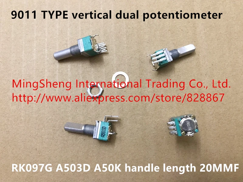 

Original new 100% 9011 vertical dual potentiometer RK097G A503D A50K handle length 20MMF (SWITCH)