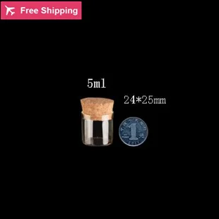 10pcs 5-15ml 24mm Diameter Empty Tube Glass Bottles With Cork DIY Clear Transparent Jars Containers Vials Wishing | Красота и