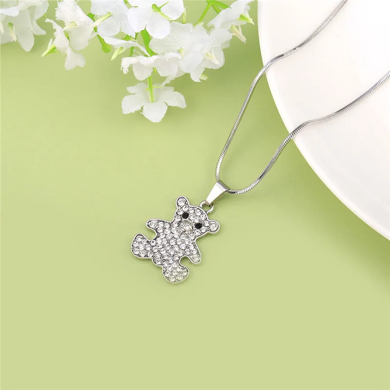 New Arrival Cute Bear Paw Dog Cat Claw Silver Colory Pendant Necklace for Women Romantic Wedding CZ Animal Necklaces | Украшения и