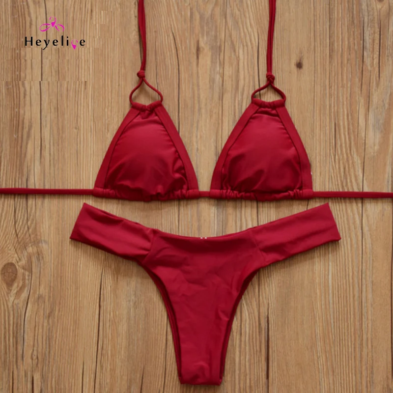 Новый Трусики бикини Купальники для малышек Для женщин однотонные красные