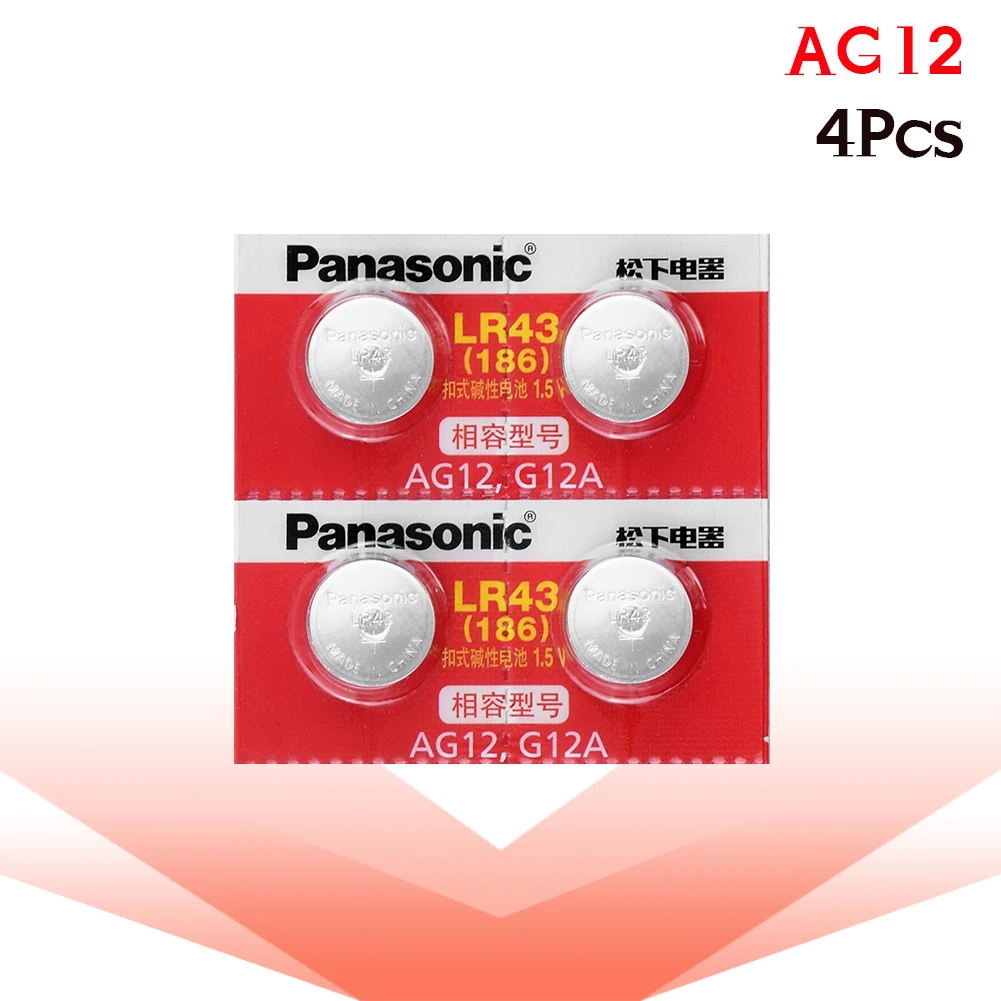 

AG12 Battery 4Pcs LR1144 LR43 Coin Button Cells 1.5V Alkaline L1142 SG12 LR43 386A 386X CR43 LR1144 RW44 For Watch Toys