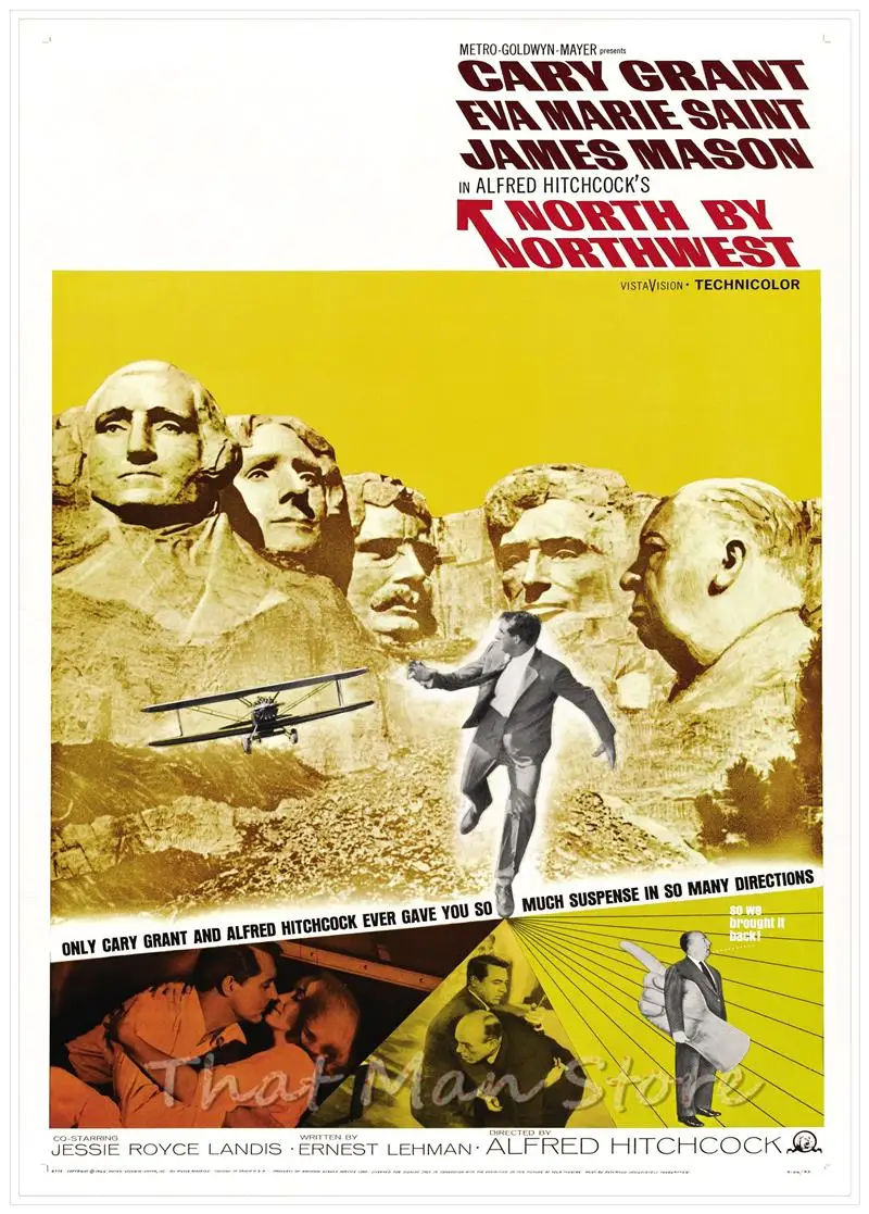 Psycho Notorious North by Northwest Hitchcock украшение для дома белая крафт-бумага фильм плакат рисунок наклейки на стену - Цвет: Кофе