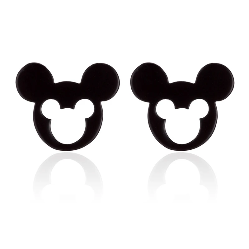 Black-3 Cuteeco Новая Мода Микки Нержавеющая сталь серьги-гвоздики золотые, розовые серьги/золото/серебро/черный Цвет женские серьги ювелирные украшения - Окраска металла: Black-3