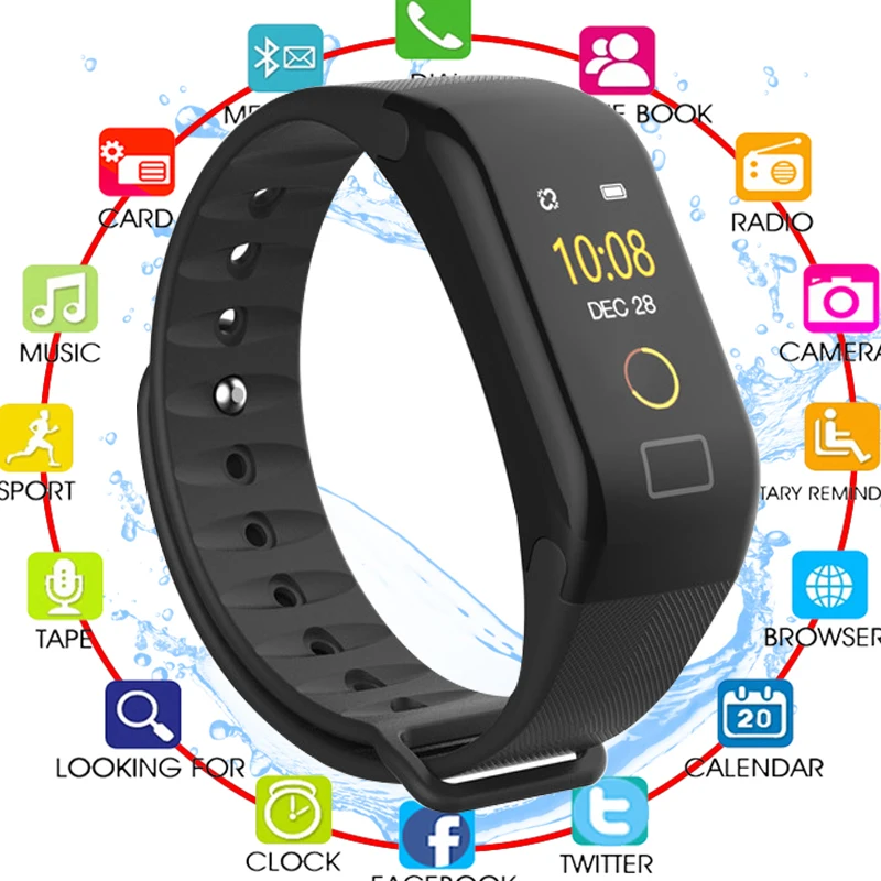 2018 QUNIWO Фитнес Tracker Браслет монитор сердечного ритма умный F1 Smartbracelet крови