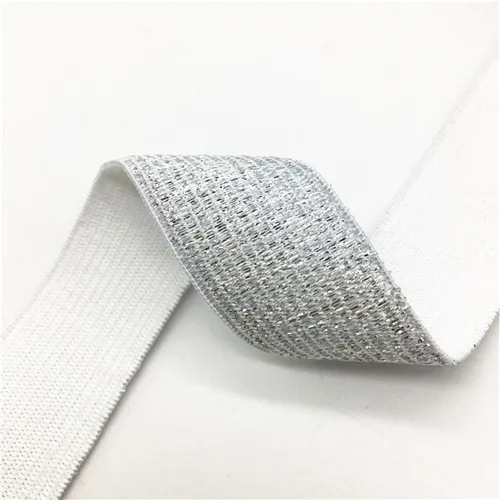Silver 1 м золотые и серебряные полосы Эластичные ленты 40 мм эластичная лента для одежды сумки брюки эластичная резина 4 см тесьма DIY Швейные аксессуары - Цвет: Silver