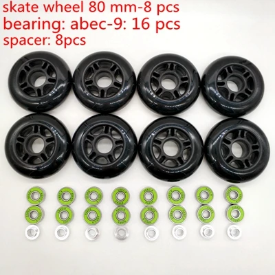 80-8pcs-abec9 Роликовые коньки немигающие колеса Скейт колеса 72 мм 76 мм 80 мм подшипник ABEC-9 - Цвет: 80-8pcs-abec9