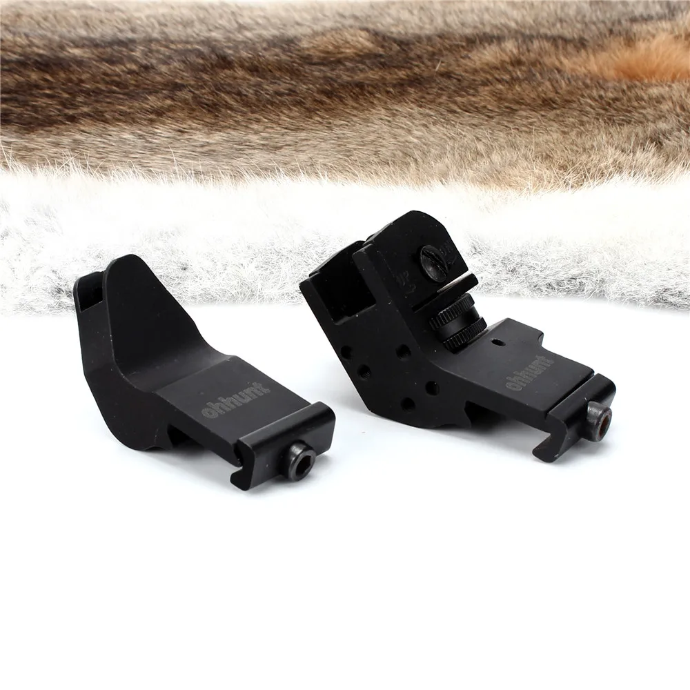 ohhunt Front and Rear 45 Degree Offset Hunting Tactical Rapid Transition BUIS Backup Iron Sight Set Free Shipping | Спорт и