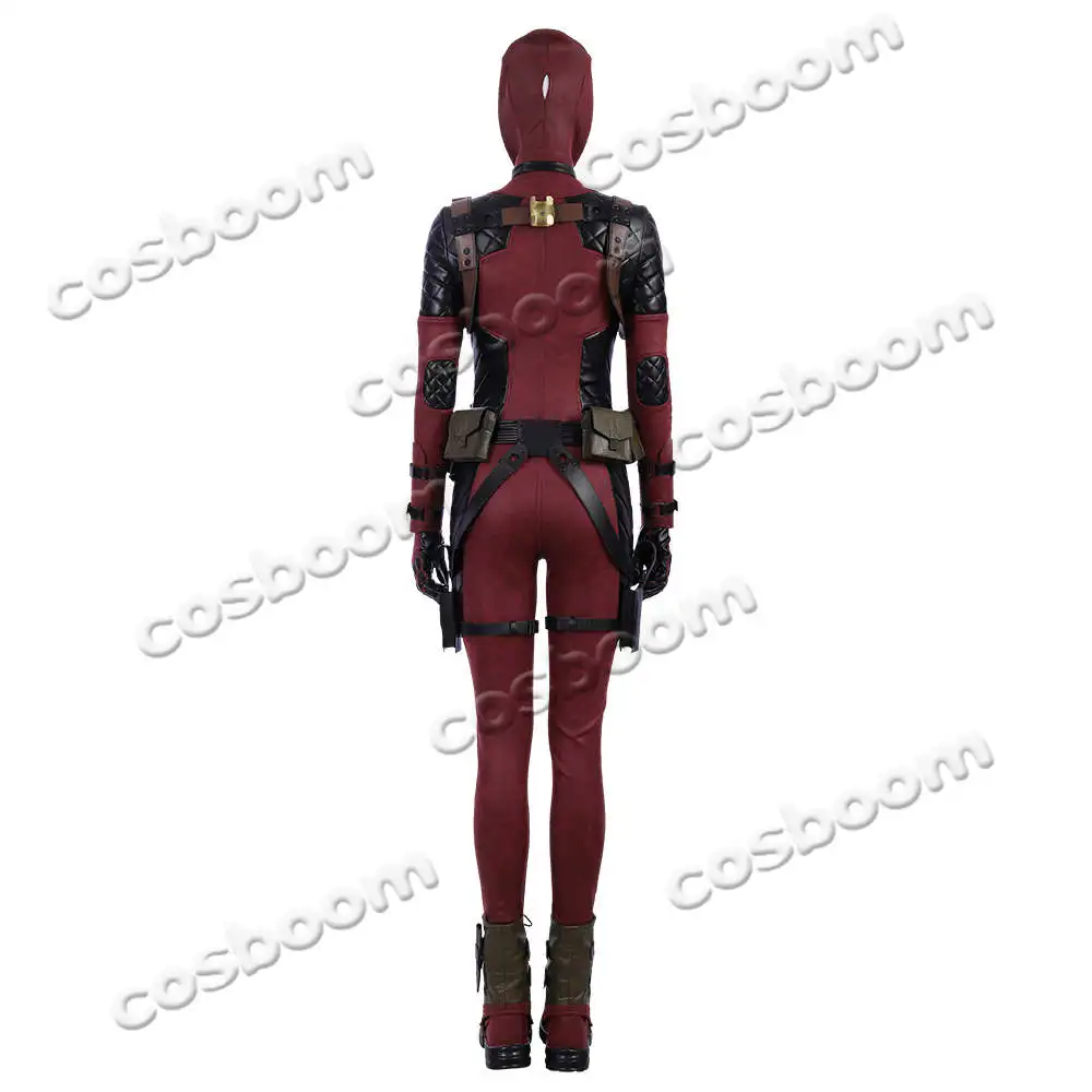 COSBOOM для дам костюм с принтом Deadpool взрослых женщин Женский супергероя красный