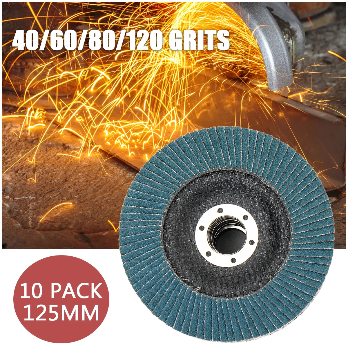 

10Pcs Flap Sanding Disc 125mm 40/60/80/120 Grits Round Sandpaper Sanding Paper Discs 5 inches Grinding Wheels Flap Discs