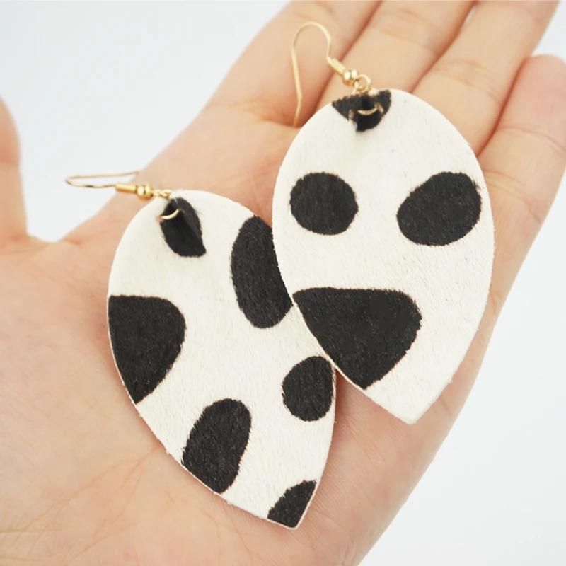 M& G белые серьги из натуральной коровьей кожи, женские серьги с перьями, серьги в виде листьев, кожаные ювелирные изделия, трендовые аксессуары, подарок