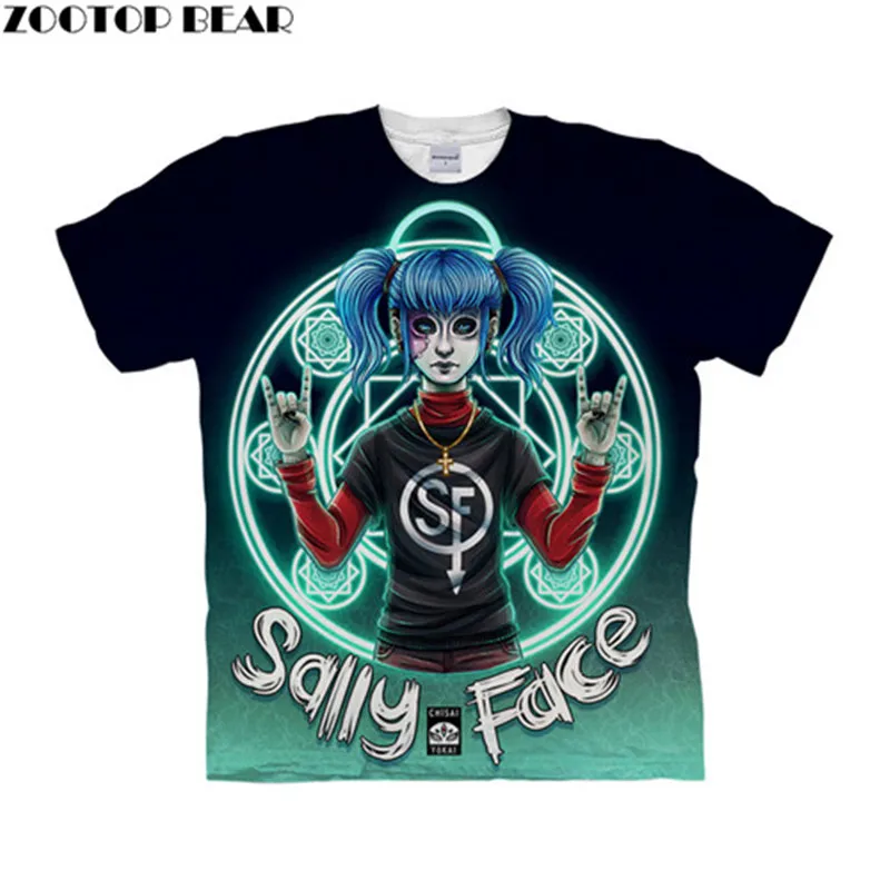 TX1094 Sally Face Magic Show 3D женские футболки, летняя футболка для путешествий, Мужская футболка, футболки с коротким рукавом, уличная одежда, Прямая поставка, ZOOTOPBEAR - Цвет: TX1094