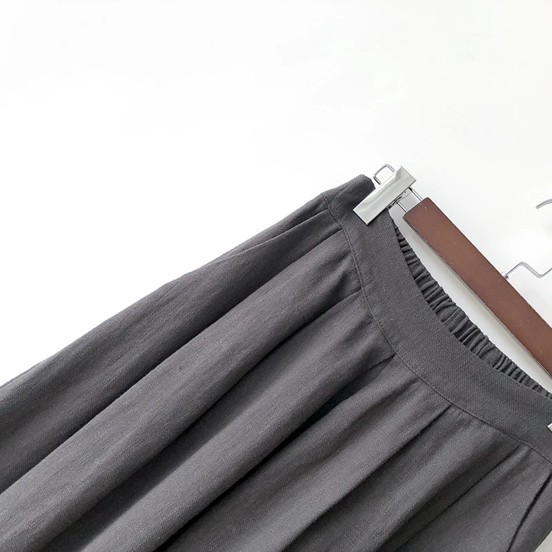 Women Skirt New Cotton Linen Literature High Waist Solid Color White Loose Casual Tops YoYiKamomo | Женская одежда
