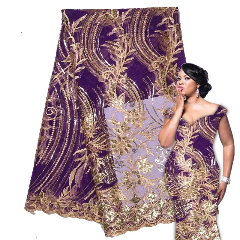 2019 Latest French Nigerian Laces Fabrics High Quality Sequins Tulle African Fabric Wedding Lace A18B12-18 | Дом и сад