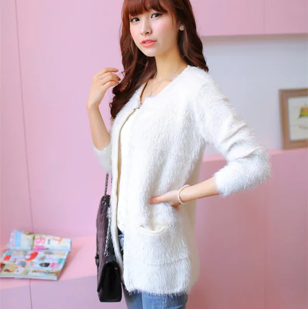 Женское трикотажное платье свитер длинный Повседневный Кардиган весна осень