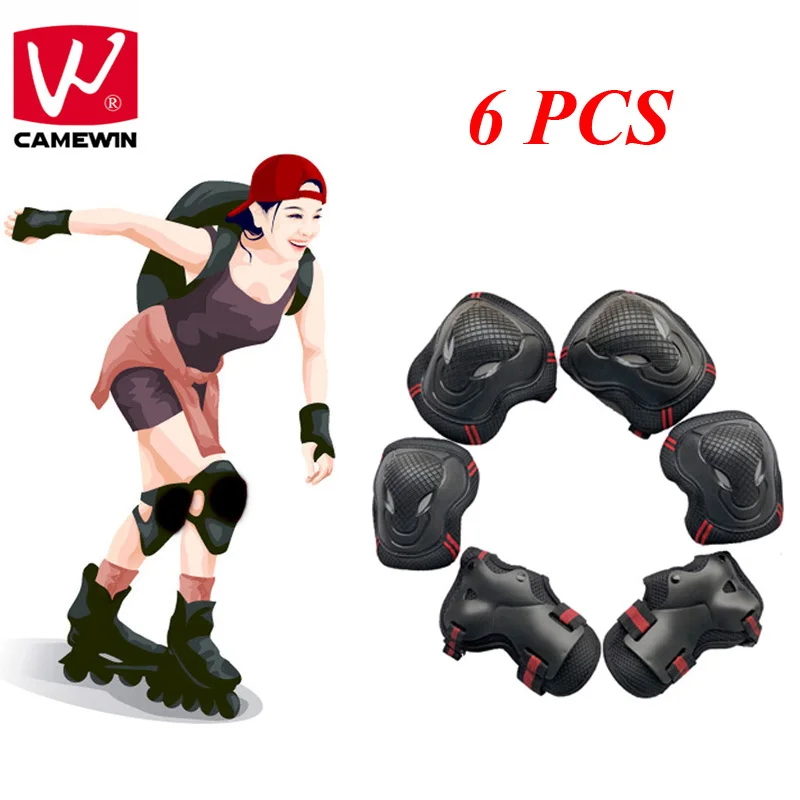 Бренд CAMEWIN 6 шт./компл. Защитное снаряжение для самоката локтя и запястья защитные