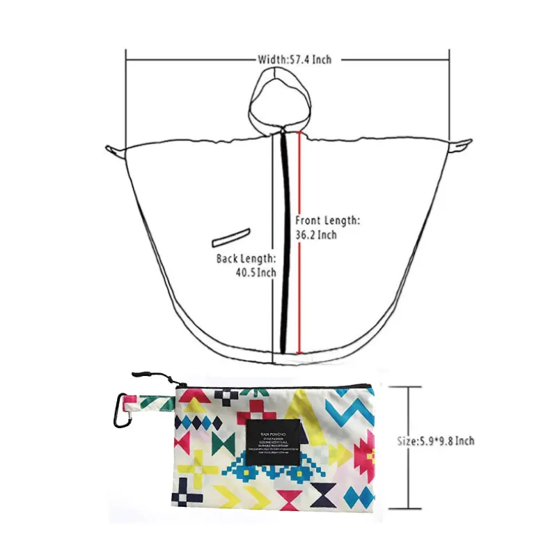 1 шт. модное легкое водонепроницаемое пончо с красочным принтом женская накидка