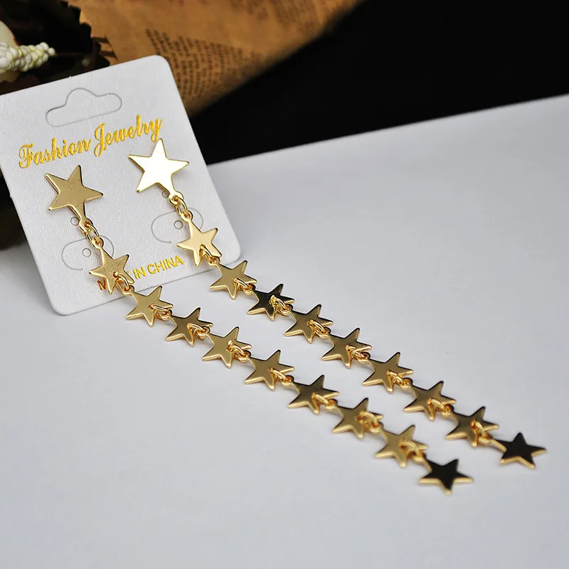 Stars Dangle Earring Female Drop Earrings Jewelry Fashion Style Gold Silver Color Women Earings Bijoux Orecchini Donna | Украшения и