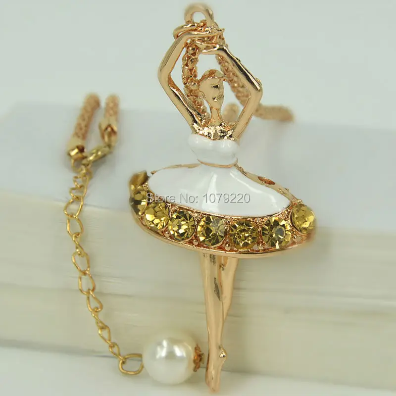 Женское колье с кристаллами длинное ожерелье белого цвета подвеской в виде