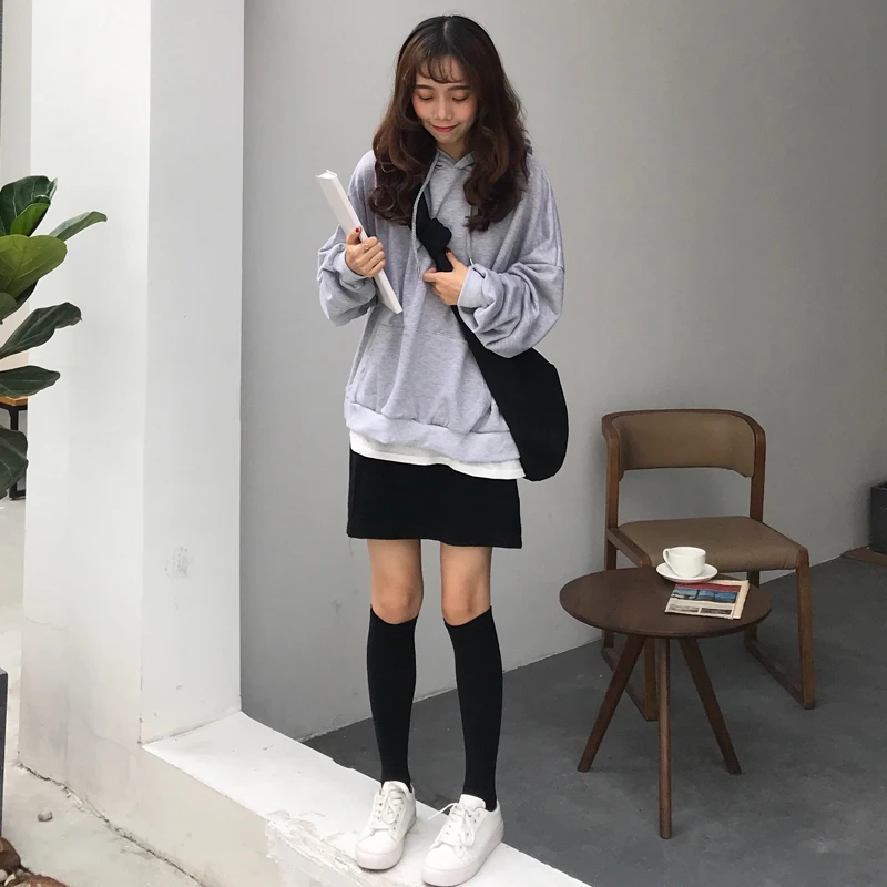 7 цветов, осень и зима, корейский стиль ulzzang, одноцветные толстовки, Женская толстовка, Женская(C6932