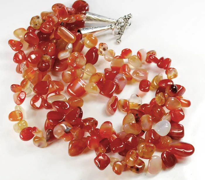 Очаровательное огромное серебряное ожерелье из 3 натуральных красных сердоликов
