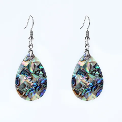 Серьги-капельки из ракушки морского ушка