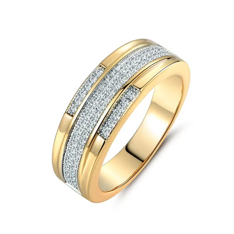 Женское кольцо для помолвки BUDONG Золотое с фианитом и кристаллами 2017 | Украшения