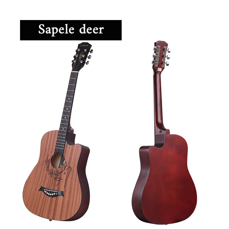 Sapele deer 38 дюймов Струнные инструменты Sapele красное дерево Классическая акустическая гитара - Цвет: Sapele deer