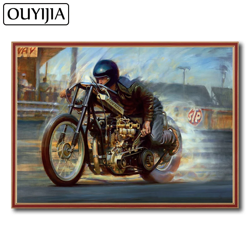 Алмазная локомотивная картина OUYIJIA из мультфильма мотоцикл 5D сделай сам алмазная