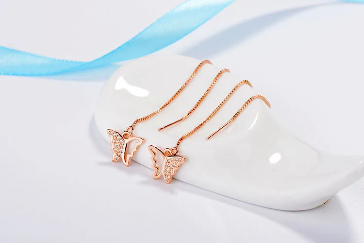 Женские длинные серьги-подвески из серебра 925 пробы с фианитом | Серьги-подвески