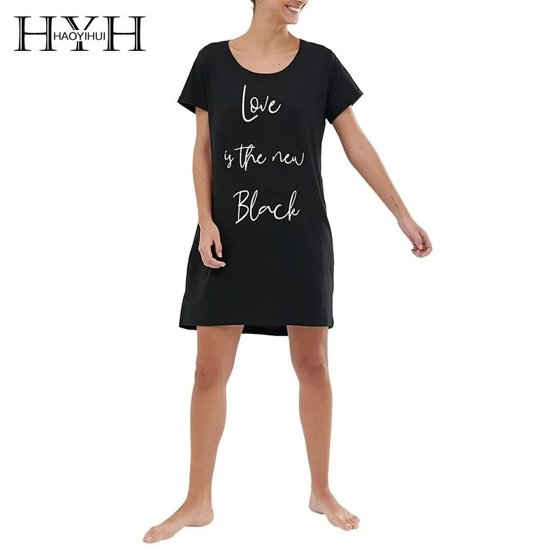 Летнее Стильное повседневное платье футболка HYH Haoyihui Femme с принтом в виде букв