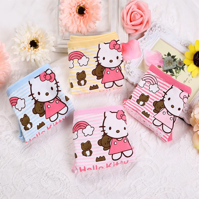 4 штуки в партии детские трусики рисунок Hello Kitty под брюки семейные трусы их хлопка