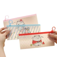 cartoon cute pencil case simple ring zipper bag potato rabbit waterproof file bag pen box stationery sealing type pvc paper bag