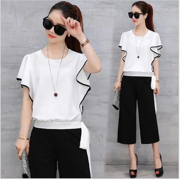 2017 весенне летняя женская шифоновая рубашка с рукавом в виде листа лотоса