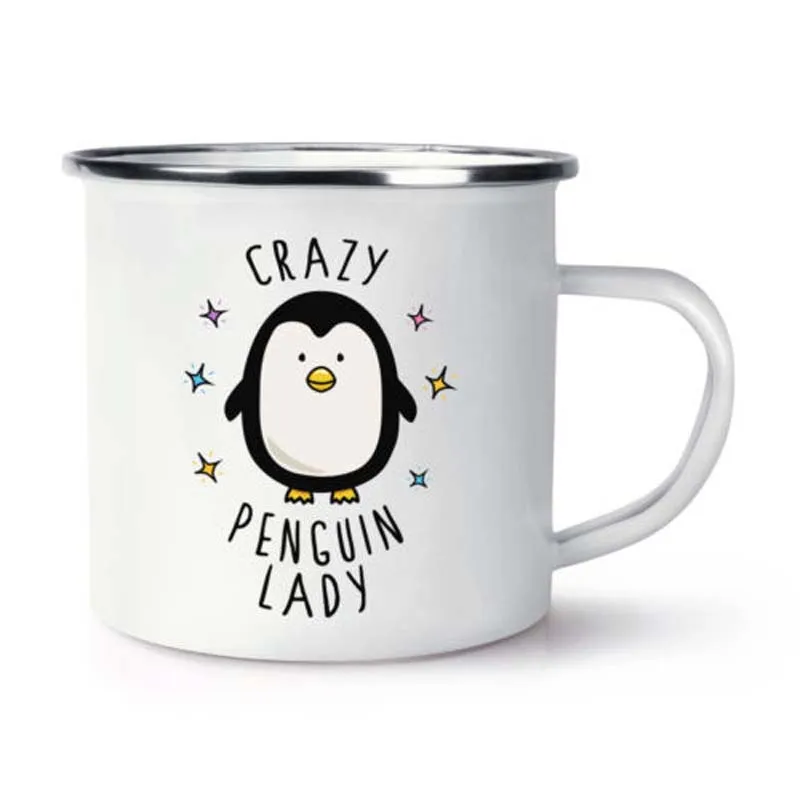 Походная кофейная кружка из нержавеющей стали Crazy Penguin Lady Ретро Эмаль для дня