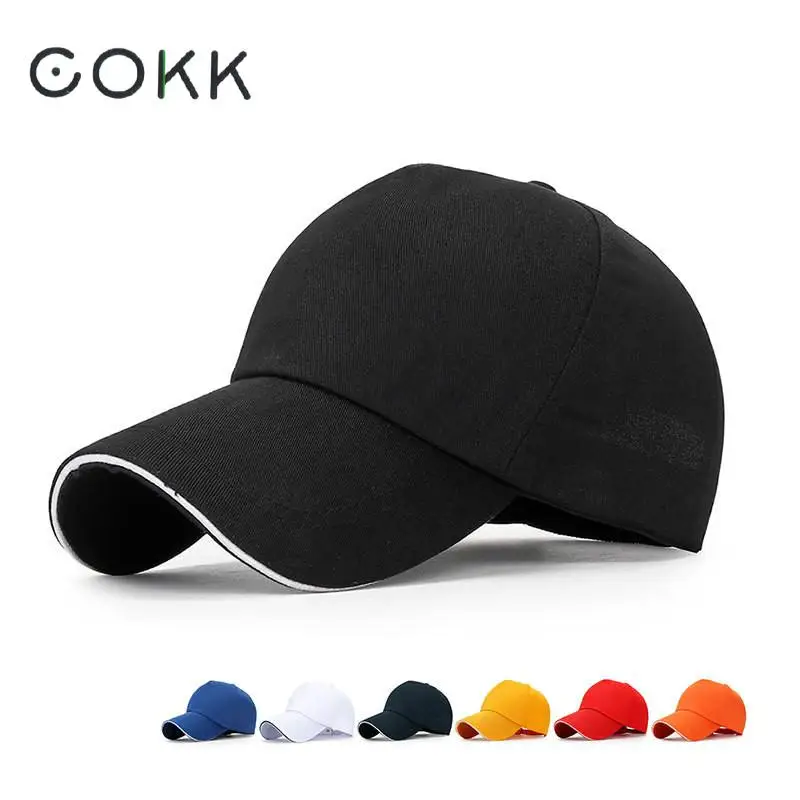 COKK Baseball Cap Men Solid Cap Women Baseball Hat Girl Adjustable Snapback Caps Bone Male 5 Panel Wholesale Curved Long Brim