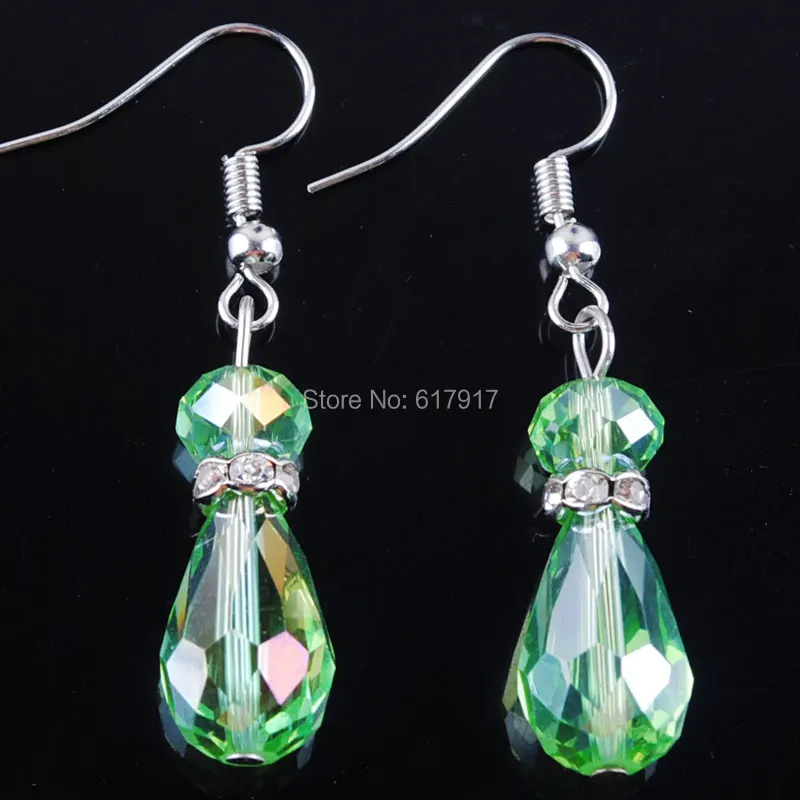 Free Shipping Light Green Crystal Lampwork Glass Round Beads Necklace Earrings Jewelry Set TM3104 | Украшения и аксессуары