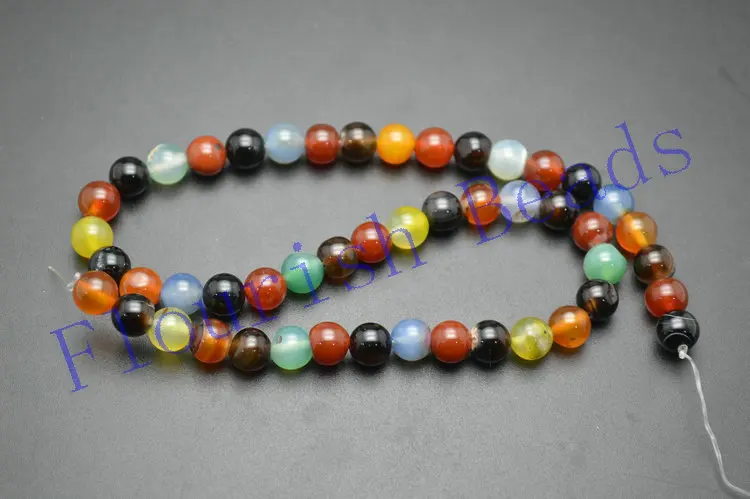 4mm~12mm Natural Mix Red Black Green Gray Color Agate Smooth Stone Round Loose Beads | Украшения и аксессуары