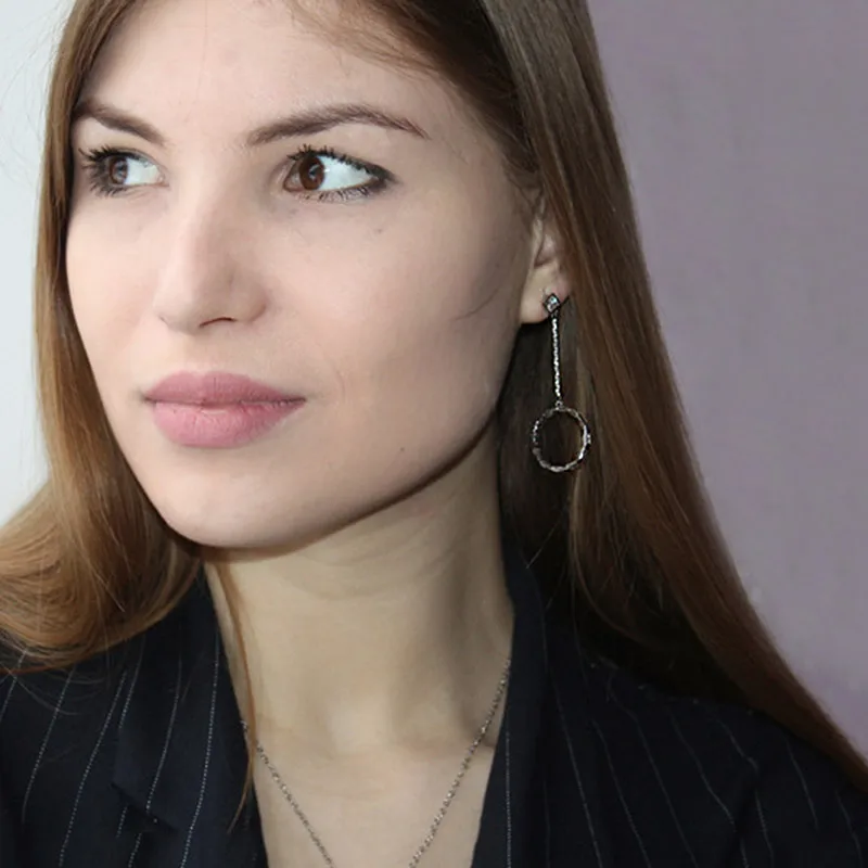 USTAR круглые Висячие серьги для женщин с квадратным кубическим цирконием