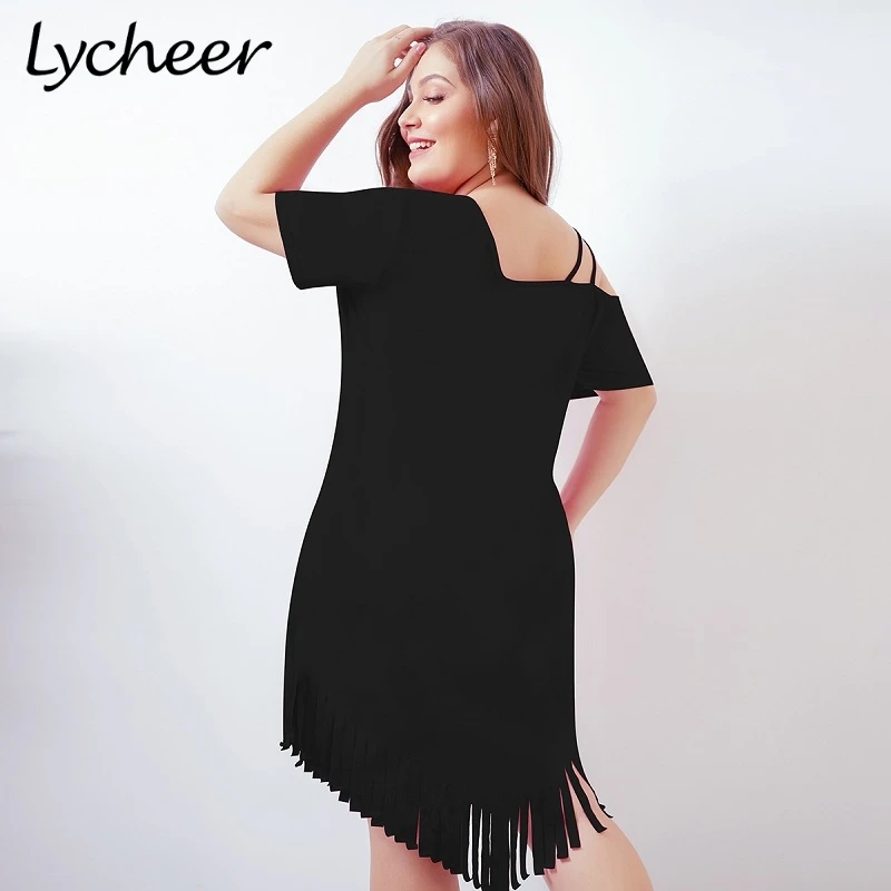 Женское винтажное платье с кисточками Lycheer однотонное вечернее коротким рукавом