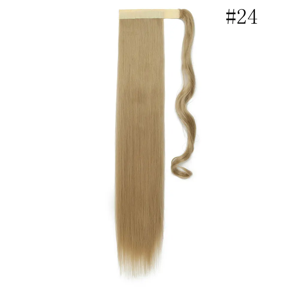 ash blonde SNOILITE 23 дюймов длинные прямые волосы, натуральный шиньон конский хвост из натуральных волос клип в конский хвост волосы для наращивания, Обёрточная бумага вокруг на синтетические волосы кусок - Цвет: ash blonde