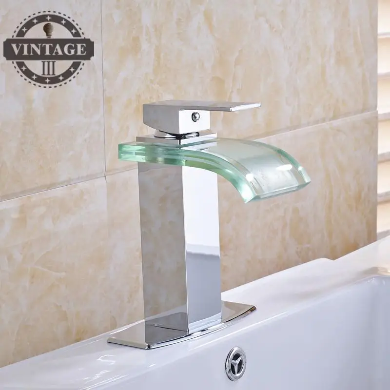 Free Shipping Glass and Brass Basin Faucet Chrome Polish Bathroom Tap Hot Cold Water | Обустройство дома