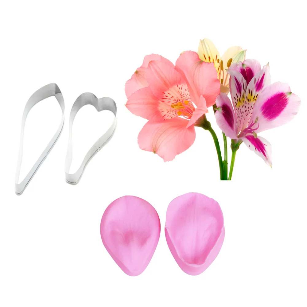 Lily Veiner Set B Alstroemeria Лилия форма лепестка и резак помадка Sugarcraft металлический резак торт украшения инструменты Gumpaste помадка резак CS236 - Цвет: Lily Veiner Set B