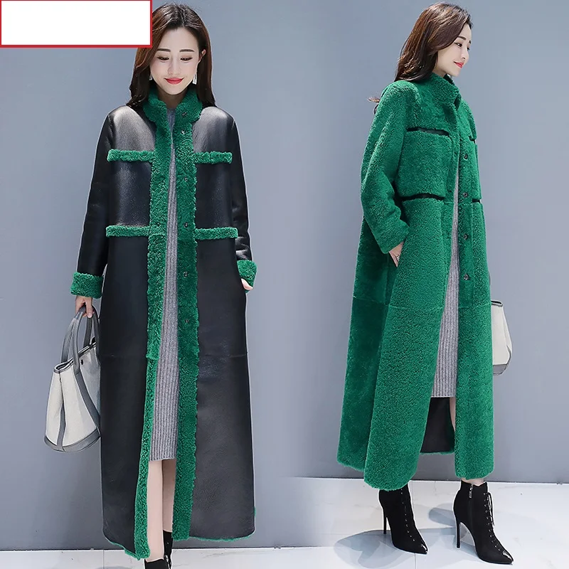 Classic coat leather jackets for women lambswool warm winter coats high quality PU long coats Youth clothing for womens K4660 enlarge