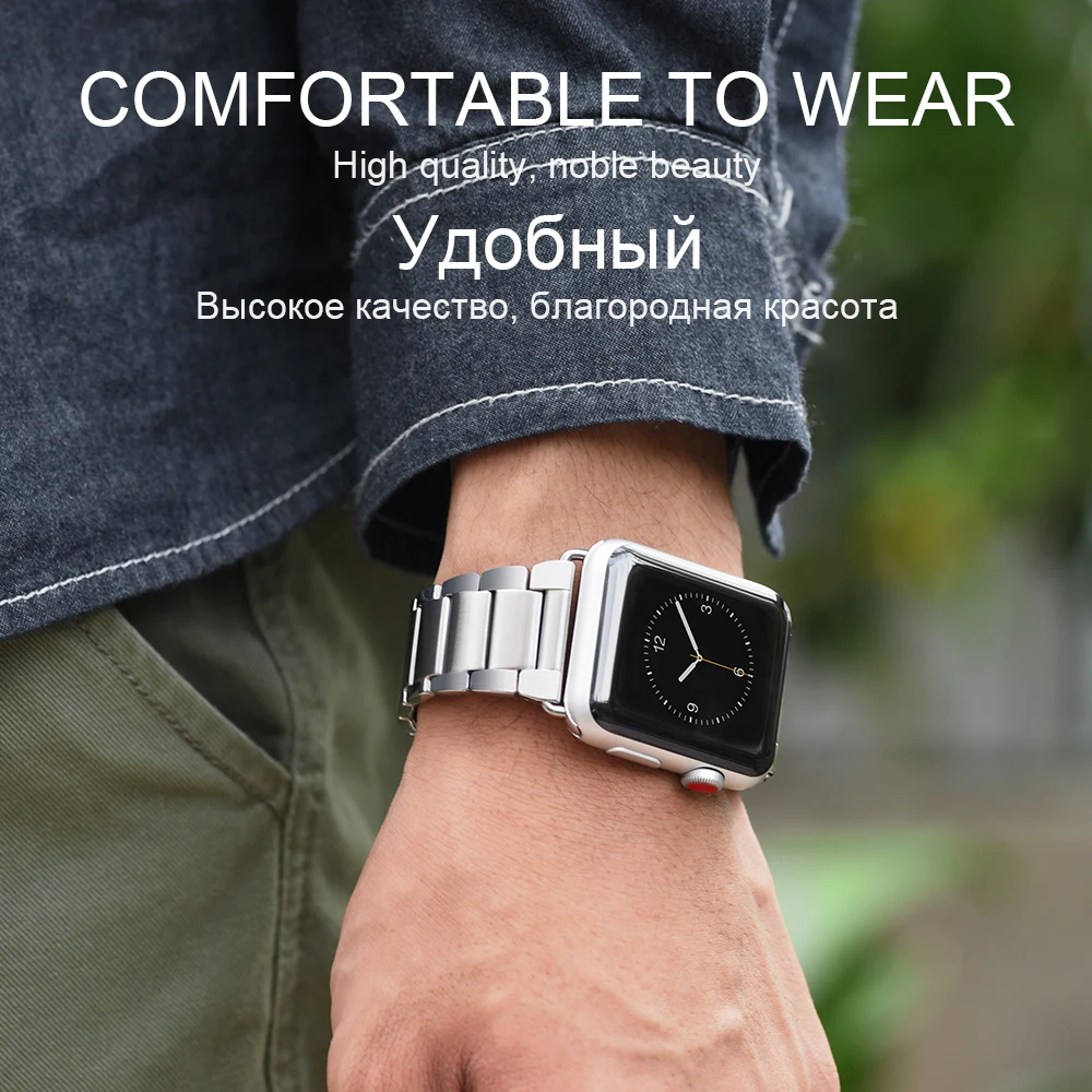 HOCO высокое качество 3 указателя металлический браслет ремешок для Apple Watch серии 4 2