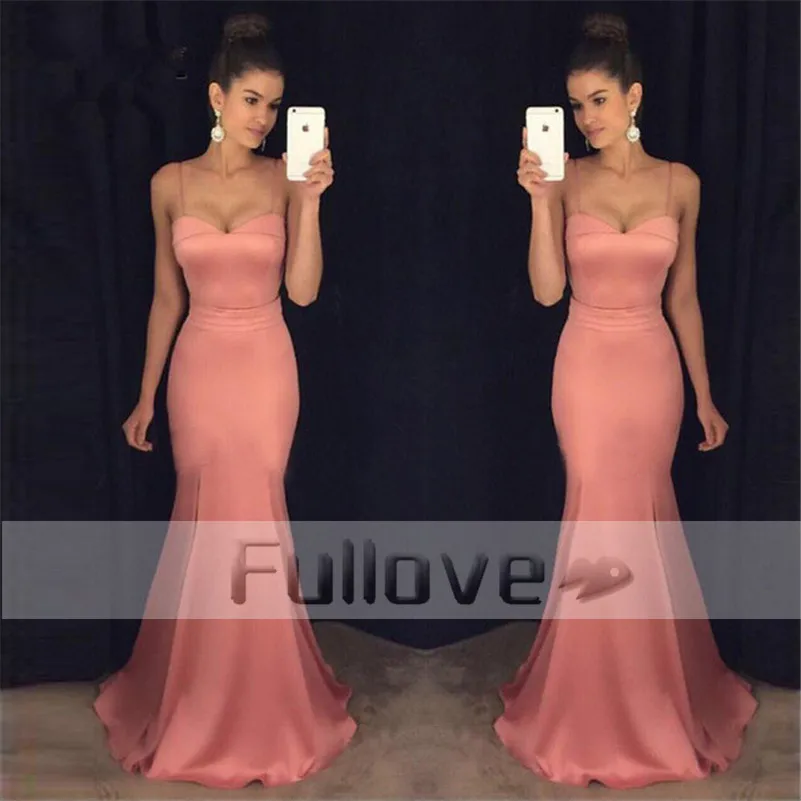 Изящное длинное платье из коралловой тафты и Русалочки на бретельках 2019|mermaid